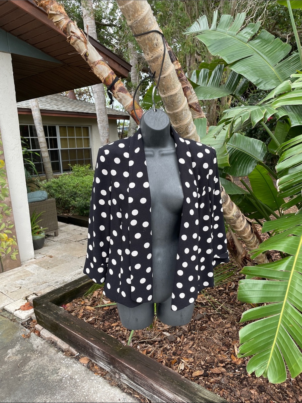 Kasper polkadot open front jacket